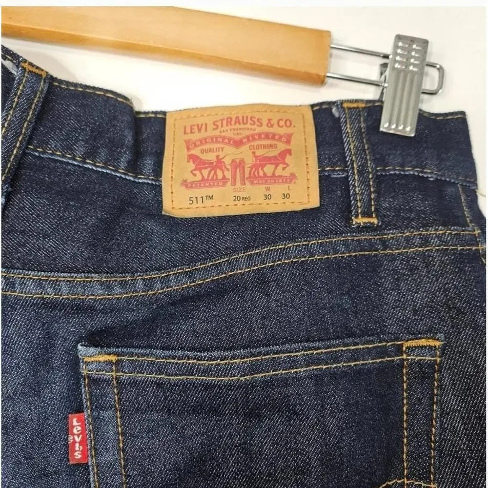Levi's 511 Denim Slim Fit Jeans Dark Blue Zip Fly 5-Pocket Style Mens 30x30